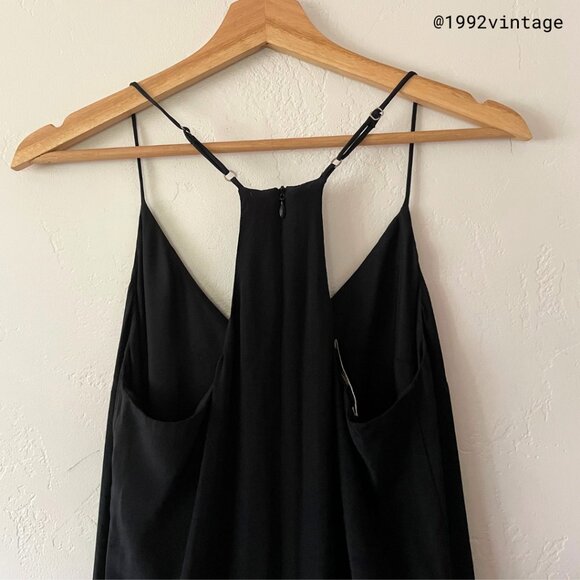 VINTAGE 90s Slip Midi Dress Black 100% Silk | Size XS - Picture 5 of 9
